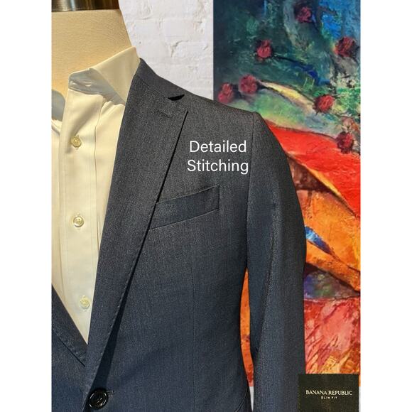 Banana Republic 40L 36x31 Slim Fit Blue Denim Look Unstructured Performance - Picture 4 of 16